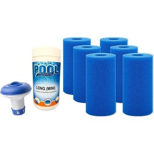 6x Foam A filter cartridge voor Intex - set met 1kg chloortabletten en chloordrijver pakket