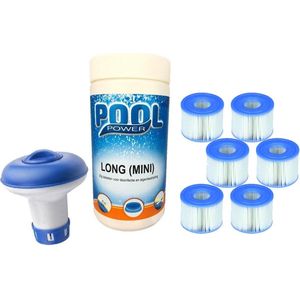 6x Intex S1 Pure Spa filter cartridge set met 1kg chloortabletten en chloordrijver pakket
