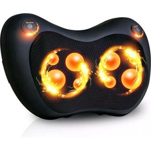 Elektrische Shiatsu Massagekussen 2019 Zwarte–Shiatsu verwarmende masseur - verlicht spierpijn in rug, schouders, nek- Voor gebruik op kantoor, thuis of in de auto.