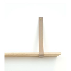 Leren plankdrager XL Taupe - 2 stuks - 120 x 4 cm - Industriële plankendragers XL - extra lang - met zilverkleurige schroeven