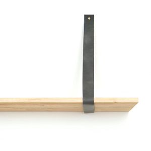 Leren plankdrager XL Grijs - 2 stuks - 120 x 4 cm- Industriële plankendragers XL - extra lang -  met koperkleurige schroeven