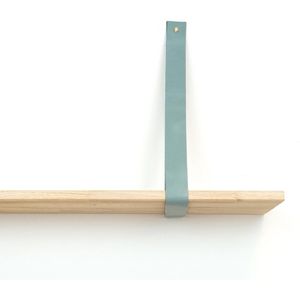 Leren plankdrager XL Grijsgroen - 2 stuks - 120 x 4 cm- Industriële plankendragers XL - extra lang -  met  koperkleurige schroeven