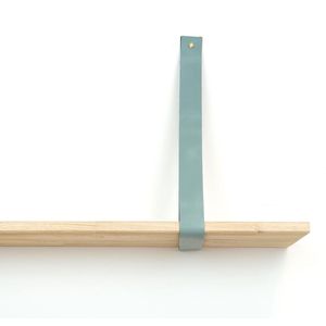 Leren plankdrager  Grijsgroen - 2 stuks - 92 x 4 cm - Industriële plankendragers  - met zilverkleurige schroeven