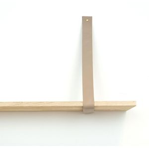 Leren plankdrager  Taupe - 2 stuks - 92 x 4 cm - Industriële plankendragers  - met zilverkleurige schroeven