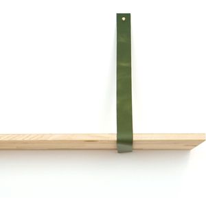 Leren plankdrager  Groen - 2 stuks - 92 x 4 cm - Industriële plankendragers  - met koperkleurige schroeven