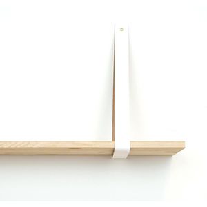 Leren plankdrager  Wit - 2 stuks - 92 x 4 cm - Industriële plankendragers  - met koperkleurige schroeven