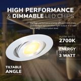 LED inbouwspot set Granada 6x3W dim-/kantelbaar IP44 vochtbestendig incl. Touch muurdimmer en afstandsbediening