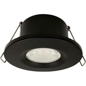 HOFTRONIC Venezia - LED inbouwspot zwart - IP65 waterdicht - Dimbaar - 6 Watt 600 lumen - Met lichtbron - 2700K Warm wit licht - Zaagmaat 65mm - inbouwdiepte 45mm - Geschikt voor badkamer, woonkamer, veranda en carport - 3 jaar garantie