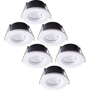 Set van 6 Inbouwspots - Dimbaar - 6 Watt - 2700K Warm wit licht - IP65 waterdicht - Plafondspot wit - Venezia