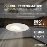 Napels LED inbouwspot extra plat - 8W 570lm - 2700K warm wit - Dimbaar - Rond - 360° Kantelbaar - IP65 waterdicht - Wit