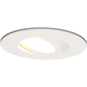 Napels LED inbouwspot extra plat - 8W 570lm - 2700K warm wit - Dimbaar - Rond - 360° Kantelbaar - IP65 waterdicht - Wit