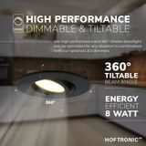 Napels LED inbouwspot extra plat - 8W 570lm - 2700K warm wit - Dimbaar - Rond - 360° Kantelbaar - IP65 waterdicht - Zwart