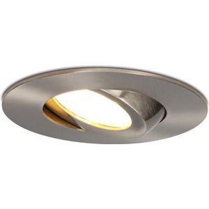 Napels LED inbouwspot extra plat - 8W 570lm - 2700K warm wit - Dimbaar - Rond - 360° Kantelbaar - IP65 waterdicht - RVS