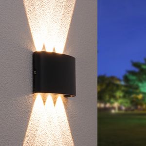 HOFTRONIC Tulsa - LED Wandlamp - Up and Down Light (2 Lichts) - Mat Zwart - Dimbaar - 3000K Warm wit - IP54 Waterdicht - Geschikt als wandlamp buiten, wandlamp badkamer en wandlamp binnen - 30.000 branduren - 3 jaar garantie