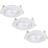 Dublin - LED Inbouwspots - Wit - Set van 3 - 4 Watt - 345 Lumen - Dimbaar - Kantelbaar - IP20