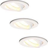 Dublin - LED Inbouwspots - Wit - Set van 3 - 4 Watt - 345 Lumen - Dimbaar - Kantelbaar - IP20