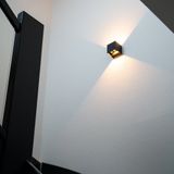 Kansas LED Wandlamp - 3000K Warm Wit - 6 Watt - Up & Down Light - Kubus - Voor Buiten en Binnen