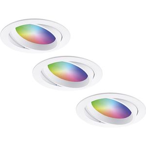 Set van 3 Luna Smart inbouwspots - WiFi + Bluetooth  - 12W 1050lm Superbright - RGBWW Dimbaar - Kantelbaar - Wit  - IP44 Waterdicht - Google home , Alexa en Siri - Smart spotjes