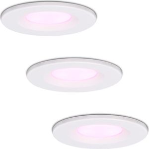 Hoftronic Smart - Smart Wifi LED inbouwspots 3 stuks dimbaar RGBWW Wit Venezia 6 Watt IP65 - Bedienbaar via Hoftronic Smart App - Bedienbaar via stem