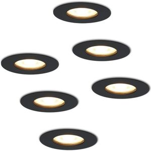 HOFTRONIC™ LED inbouwspots 6 stuks - Zwart - Rond - IP65 - GU10 - Dimbaar - Spot Bari - 5 Watt 2700K Warm Wit