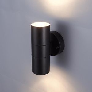 Blenda dimbare LED Wandlamp - 2700K warm wit - GU10 - Rond - Up & Down light - Zwart - IP44 voor buiten