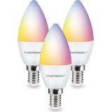 Set van 3 E14 SMART LED Lamp RGBWW Wifi & Bluetooth 5.5 Watt 470lm C37 Dimbaar via App