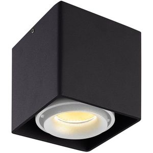 HOFTRONIC - Dimmbarer LED-Deckenaufbaustrahler Esto Black mit weißem Abdeckring IP20 Schwenkbar Exkl. GU10 Lichtquelle