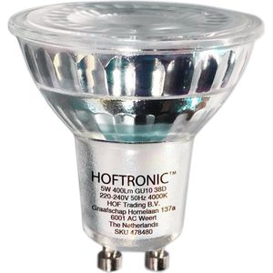 HOFTRONIC - Voordeelverpakking - 25x GU10 LED Lampen Dimbaar - LED Reflector - 5W 400 Lumen (Vevangt 50 Watt) - 4000K Neutraal wit licht - GU10 LED Spots