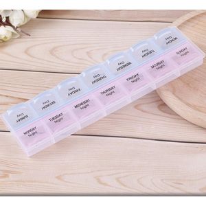 Medicijnen doosje / pillendoos / pillen box  - 7 dagen - 2 compartimenten per dag - 14 vakken per week