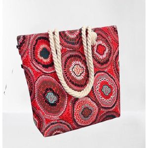 N3 Collecties Strandtas Voor Vrouwen ~ Rode Bloemenprint