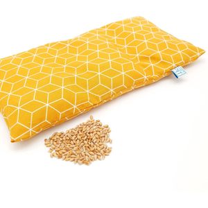 Met Pit! - Pittenzak – Wasbare hoes – Zacht/geurloos tarwe ᯽ Made in NL – Okergeel Grafisch