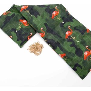 Warmtekussen XL Met Pit! – Wasbare hoes - Zachte/geurloos tarwe – Extra lang - Made in NL – Leger Flamingo