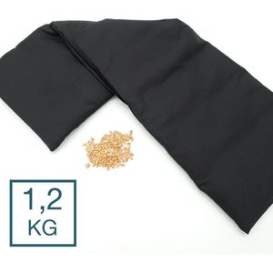 Verzwaringskussen Met Pit! - Wasbare hoes - 8 Compartimenten - 1.2 kg - Tevens warmtekussen en coldpack - Fijne diepe druk - Zwart