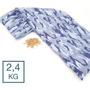 Verzwaringskussen Met Pit! - 2 binnenzakken - Wasbare hoes - 2.4 kg - Made in NL/BE - Tevens warmtekussen en coldpack - Fijne diepe druk -  Leger Blauw