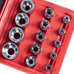 Ragnor Torx Doppenset – 14-delig – 1/4”, 3/8” & 1/2” Opname – E4 t/m E24 – Inclusief Stevige Opbergdoos