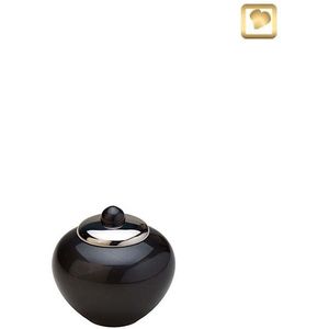 LoveUrns Mini Simplicity Pot Urn Zwart-Zilver (0.075 liter)
