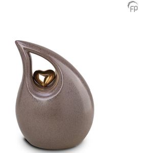 Keramische Dieren Urn Grey - Goudkleurig Hart (2.2 liter)