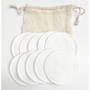 10 Herbruikbare Wattenschijfjes + Waszakje | Wasbare Wattenschijfjes Makeup Pads Zero Waste Duurzaam