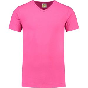 Lemon Soda heren V-nek T-shirt in de kleur fuchsia in de