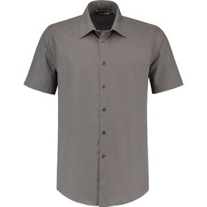 L&S Shirt poplin mix met korte mouwen voor heren pearl grey - XXXL