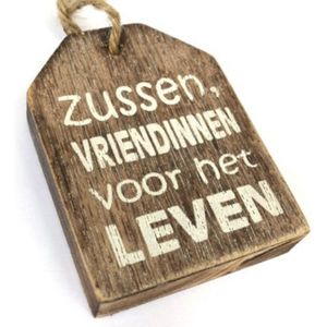Hanger / label / met de tekst; Zussen, vriendinnen voor het leven / Natural