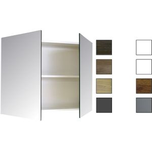 Sanicare Spiegelkast Qlassics 90 cm. 2 dubbelzijdige spiegeldeuren grey-wood