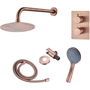 Saniclear Copper inbouw regendouche met wandarm, 20cm hoofddouche en 3 standen handdouche