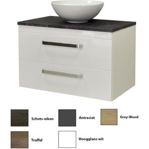 Sanicare Q11 badkamermeubel met black-stone topblad 80 cm grey-wood