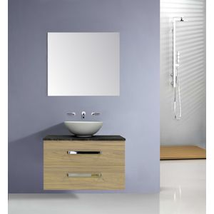 Sanicare Q11 badkamermeubel met grey-stone topblad 65 cm schots-eiken