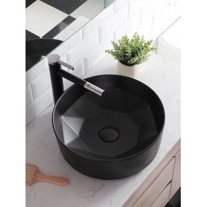 Saniclear Evita ronde waskom 40x14,5cm mat zwart