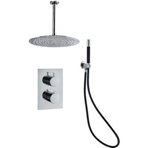 Saniclear Talpa Pro inbouwregendouche 30cm met plafond chroom-zwart