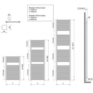 Calor Elara sierradiator mat zwart 181.7x45cm 830W