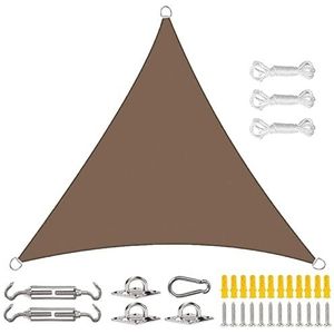 Zonnezeil Driehoekig Zonnezeil, Ademend HDPE, Driehoekig Schaduwdoek, Luifel For Tuinterras Buiten (Color : Brown, Size : 5x5x5m)