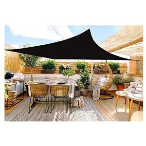 Zonnezeil Waterdichte Kaarsenparasol Met Fixeerkit, Rechthoekige Parasol For Patio, Stoffen Scherm, 98% Blok UV, Solar Refuge, Luifel (Color : Noir, Size : 3x3m)